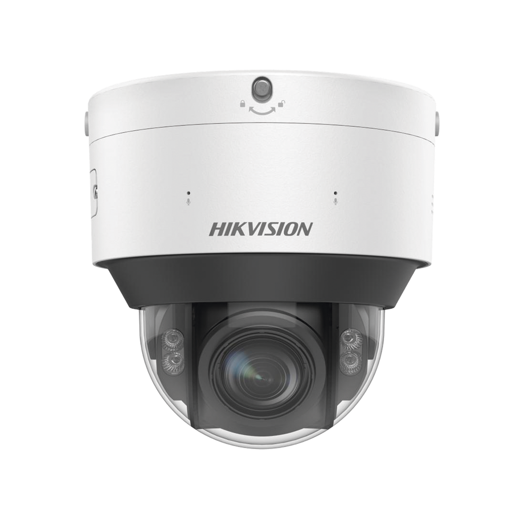 Domo IP 8 Megapixel / Lente Mot. 2.8 - 12 mm / Dual Light (30 mts IR + 30 mts Luz Blanca) / IK10 / IP67 / Reconocimiento Facial / WDR 140 dB / DeepinView / Búsqueda por Atributos / Heat Map / ACUSENSE / DARKFIGHTER S / Audio de Dos Vías