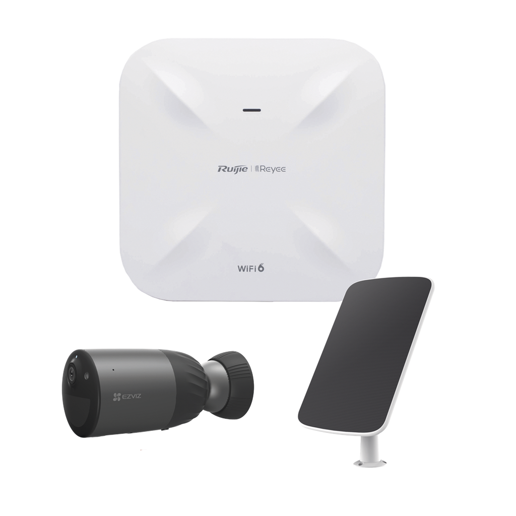 Kit de Cámaras Wi-Fi  con Access Point/ Incluye 1 Cámara de Batería  CS-BC1C / 1 Pane solar Mod. CS-CMT-SOLARPANEL-E / 1 Access Point RG-RAP6260(G)
