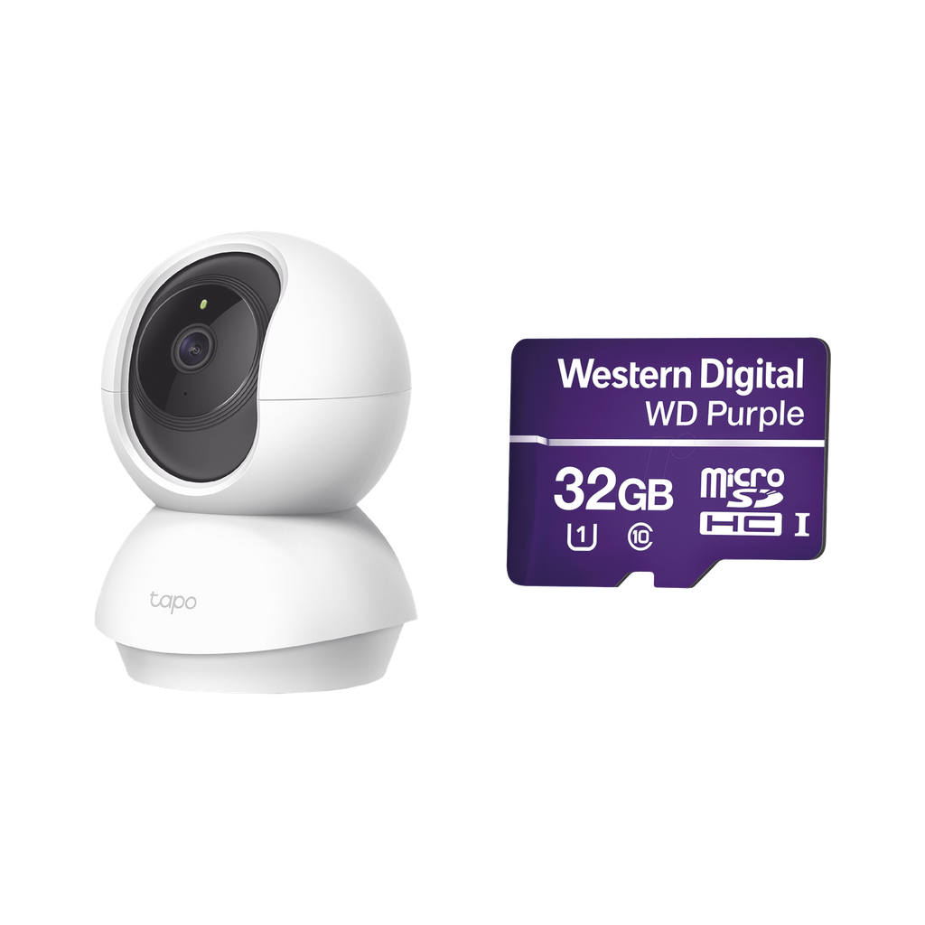 TAPOC200/WD32 Kit de Cámara IP Wi-Fi / Incluye 1 Pieza Modelo TAPOC200 / 2 Megapixel / Audio Doble Vía /  Utiliza La App Tapo / 1 Memoria Micro SD Modelo  Mod WD32MSD