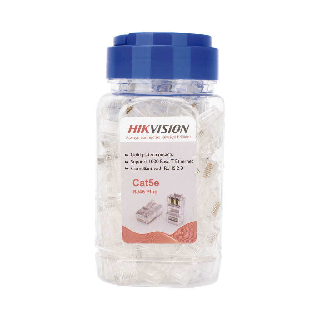 [DS-1M5EUA-30U] Bote con 100 Piezas de Plug Modular RJ45 / Cat 5e / Chapado en Oro a 30 Micras / Sin Blindaje / Facil Instalación / Uso Interior / Soporta Norma TIA-568B / Cumple con RoHS 2.0