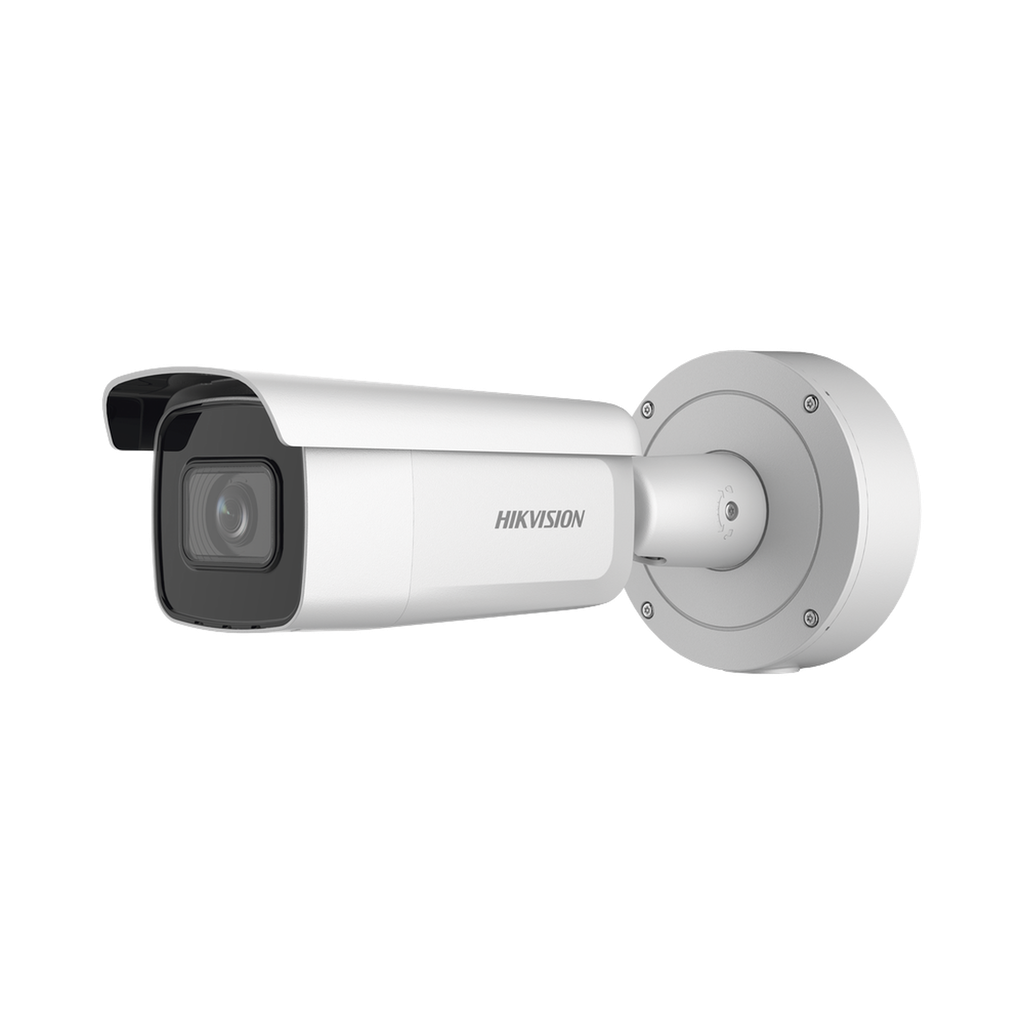 Bala IP 4 Megapixel / Lente Mot. 2.7 a 13.5 mm / 60 mts IR EXIR / Exterior IP67 / IK10 / Anticorrosivo / WDR 120 dB / PoE + / Micro SD / 4 Analíticos: AcuSense, Deteccion Facial, Conteo de Personas por Cruce y Zona