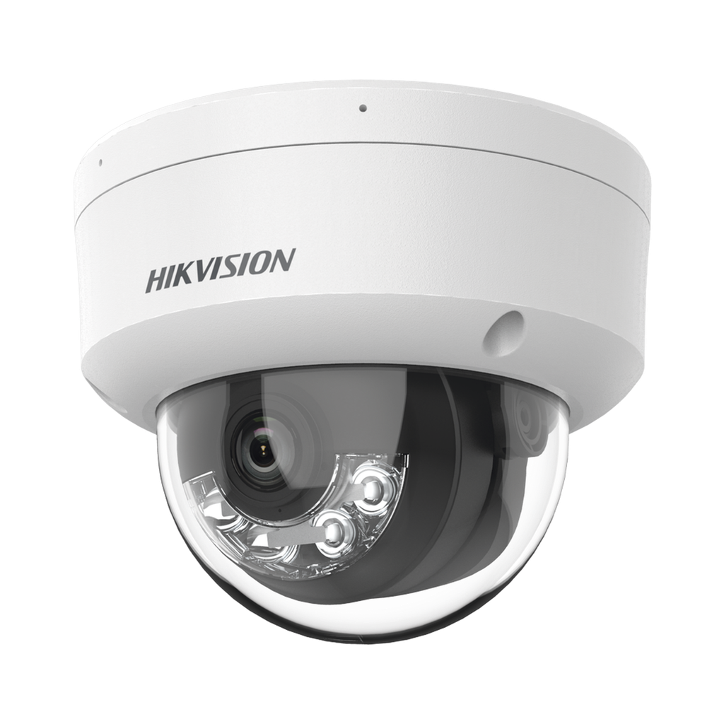 DS-2CD1143G2-LIUF Domo IP 4 Megapixel / Lente 2.8 mm / Dual Light (30 mts IR + 30 mts Luz Blanca) / Micrófono Integrado / Antivandálico IK08 / Motion Detection 2.0 / Exterior IP67 / H.265 / PoE / ONVIF / Micro SD