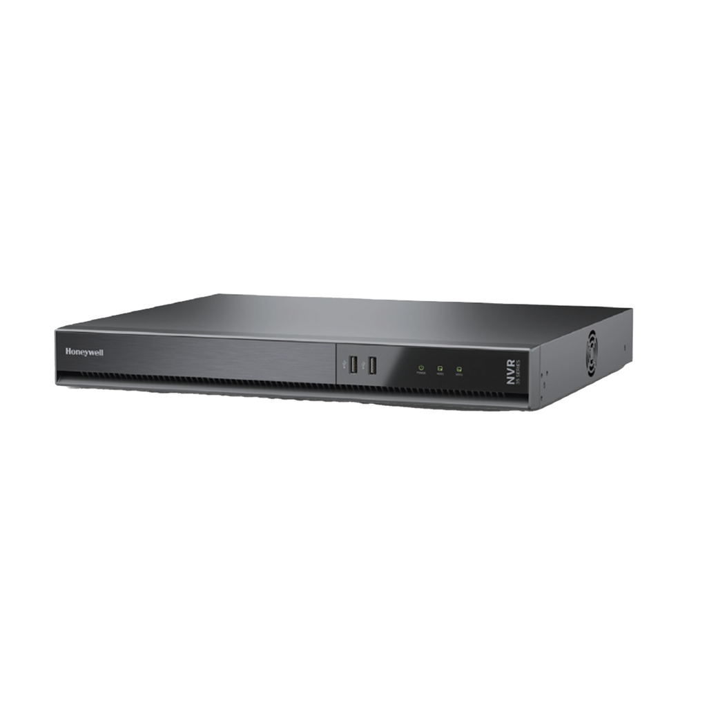 NVR 8 Megapixel (4K) / 16 Canales / 16 Puertos PoE+ / H.265 / 2 Bahías de Disco Duro (No incluidos) / Conexión P2P / ONVIF / NDAA / Soporta IA / Serie 35 / Audio y Alarmas I/O / Honeywell Security