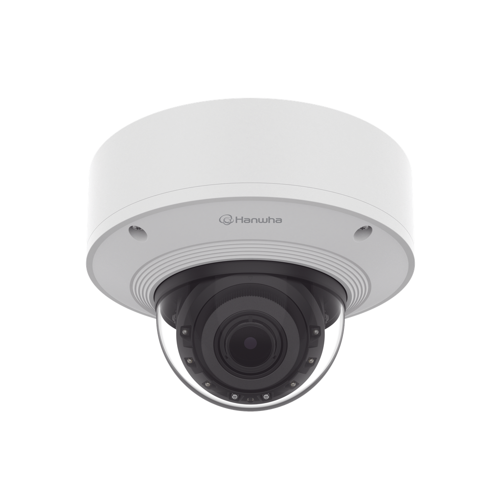[PNV-A6081R-E1T] Cámara Domo 2MP Solid EDGE / Wisenet WAVE embebido / Antivandalica / Lente Motorizado de 4.38  A 9.33mm / P-Iris / WDR 120dB / 1TB SSD / IP66, IP67, IK10+, NEMA4X, IP6K9K