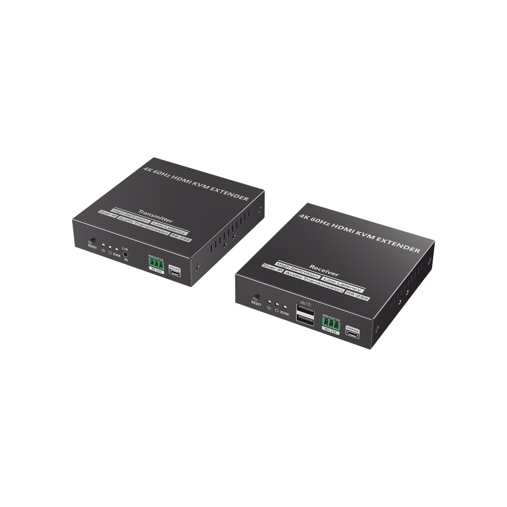 Kit Extensor KVM (HDMI y USB) hasta 120 metros | Transmite el Video y Controla tu DVR vía USB a distancia | Soporta resolución 4K @60Hz | Cat 6, 6a y 7 | Salida Loop en el Tx para visualización local
