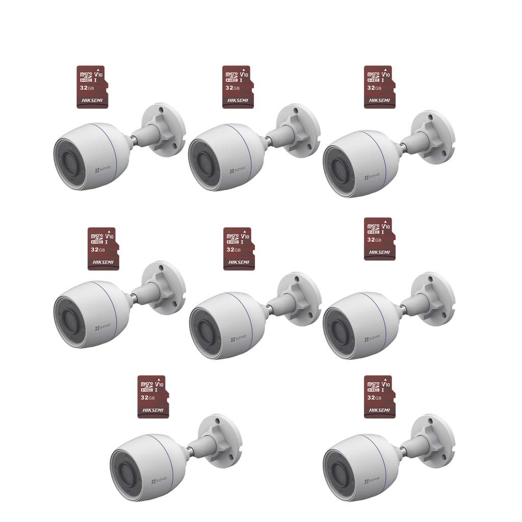 [CS-H3C/KM8] Kit de Camaras WiFi, Incluye 8 Piezas CS-H3C y 8 Piezas HS-TF-E1/32G /  Detección de Movimiento
