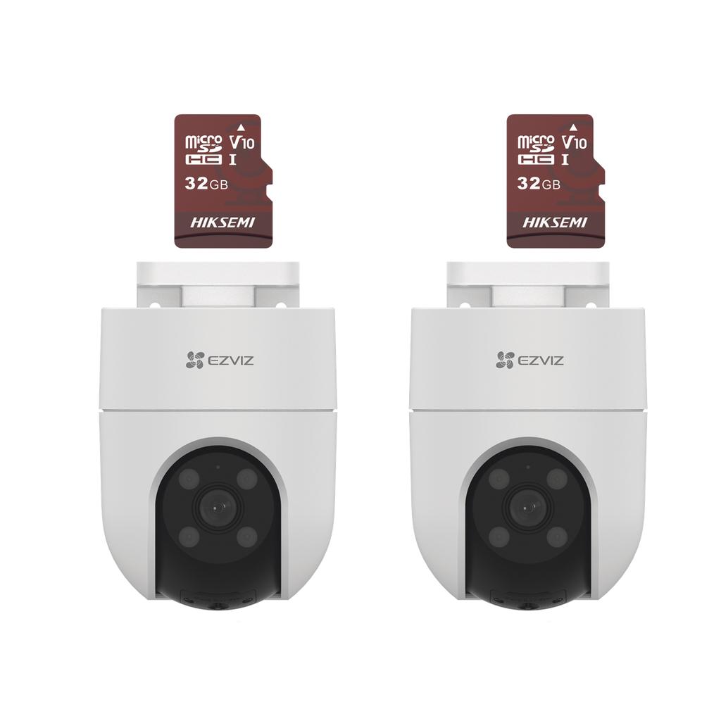 [CS-H8C/KM2] Kit de Camaras WiFi, Incluye 2 Piezas CS-H8C/5MP y 2 Piezas HS-TF-E1/32G / Audio de Dos Vías / Detección de Movimiento /  Luz Estroboscópica / Sirena  /  Uso en Exterior con Protección