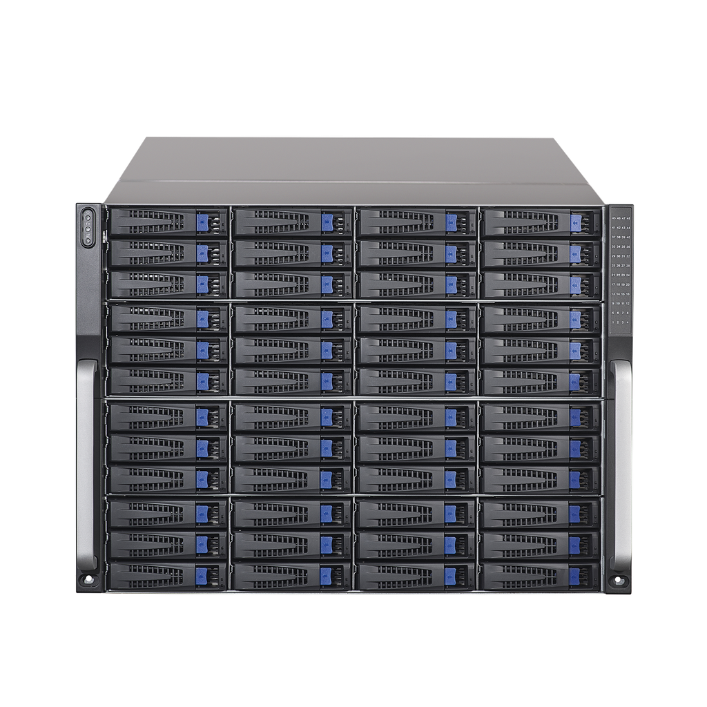 Servidor de Almacenamiento Cluster / 48 Bahías de Disco Duro / Controlador Simple / Graba 600 Canales IP / Fuente Redundante