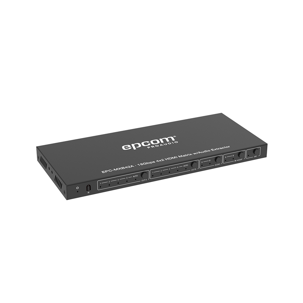 [EPC-MXB42A] Matricial HDMI | 4x2 | 4K2K@60Hz | HDR | YCbCr 4:4:4 | EDID Auto | Extractor de Audio | Salida de audio análoga y digitalizados | HDCP 2.2 | 18 Gbps