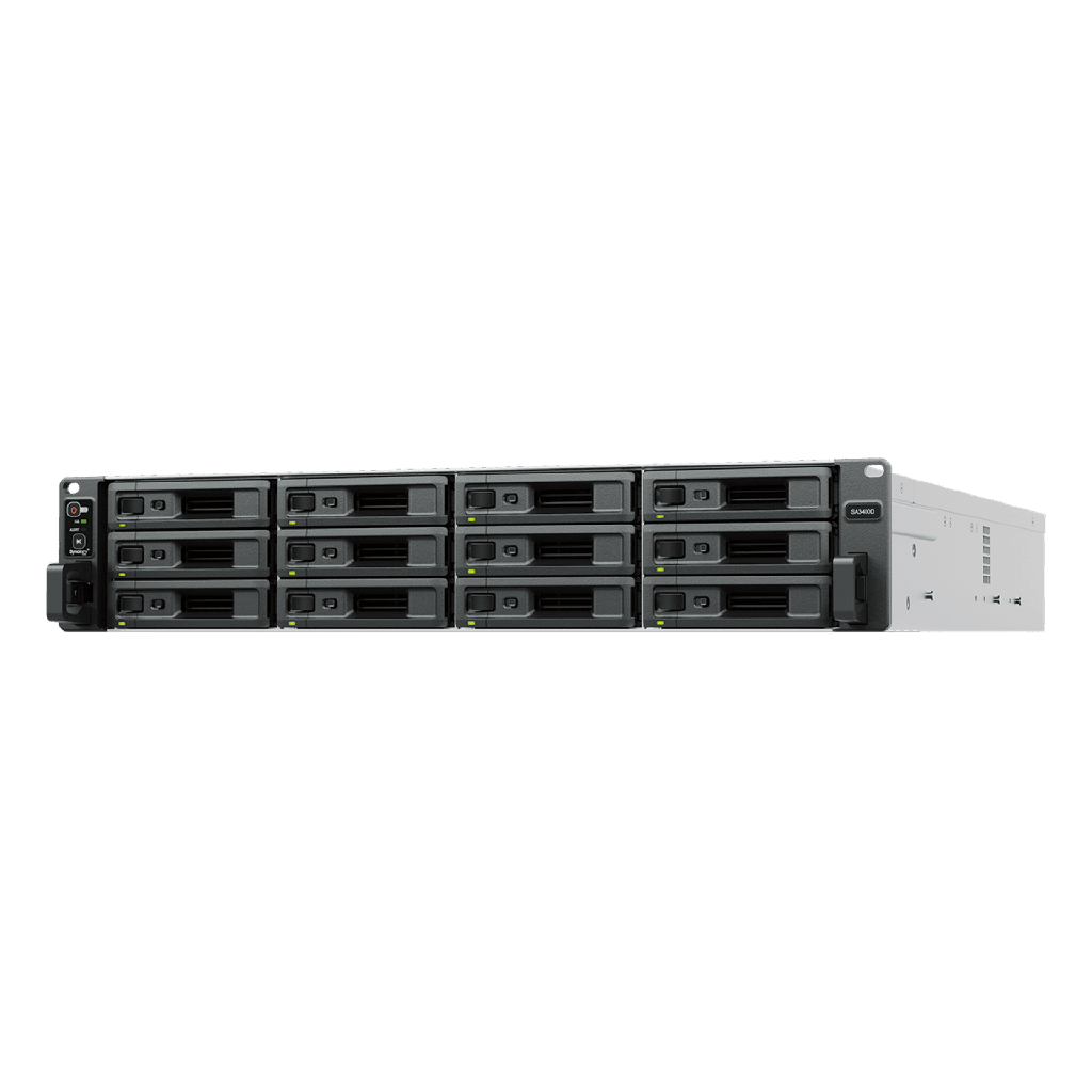 [SA3400D] Servidor de Almacenamiento Synology SA3400D | Alta Escalabilidad | 12 Bahías SAS | Doble Controlador | Hasta 192 TB (576 TB Expandido) | 3,500/2,900 MB/s Lectura/Escritura | RAID F1, 0, 1, 5, 6, 10.