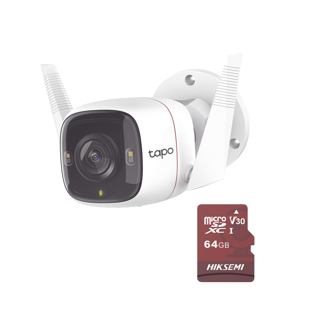 Kit de Cámara IP Wi-Fi / Incluye 1 Pieza Modelo TAPO-C320WS  /  Utiliza La App Tapo / 1 Memoria Micro SD Modelo Mod  HS-TF-E1/64G