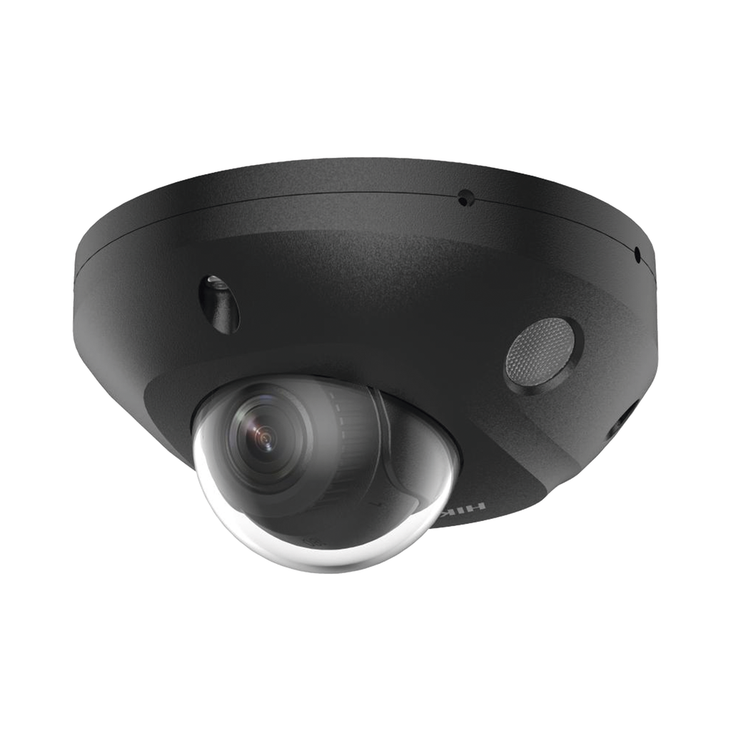 [Dual Light + 2 Micrófonos Integrados] Mini Domo IP 4 Megapixel / Color Negro / Lente 2.8 mm / 30 mts Luz Blanca + 30 mts IR / ACUSENSE / Exterior IP67 / IK08 /  WDR 120 dB / PoE / ONVIF / Alarmas I/O / Micro SD / ACUSEARCH