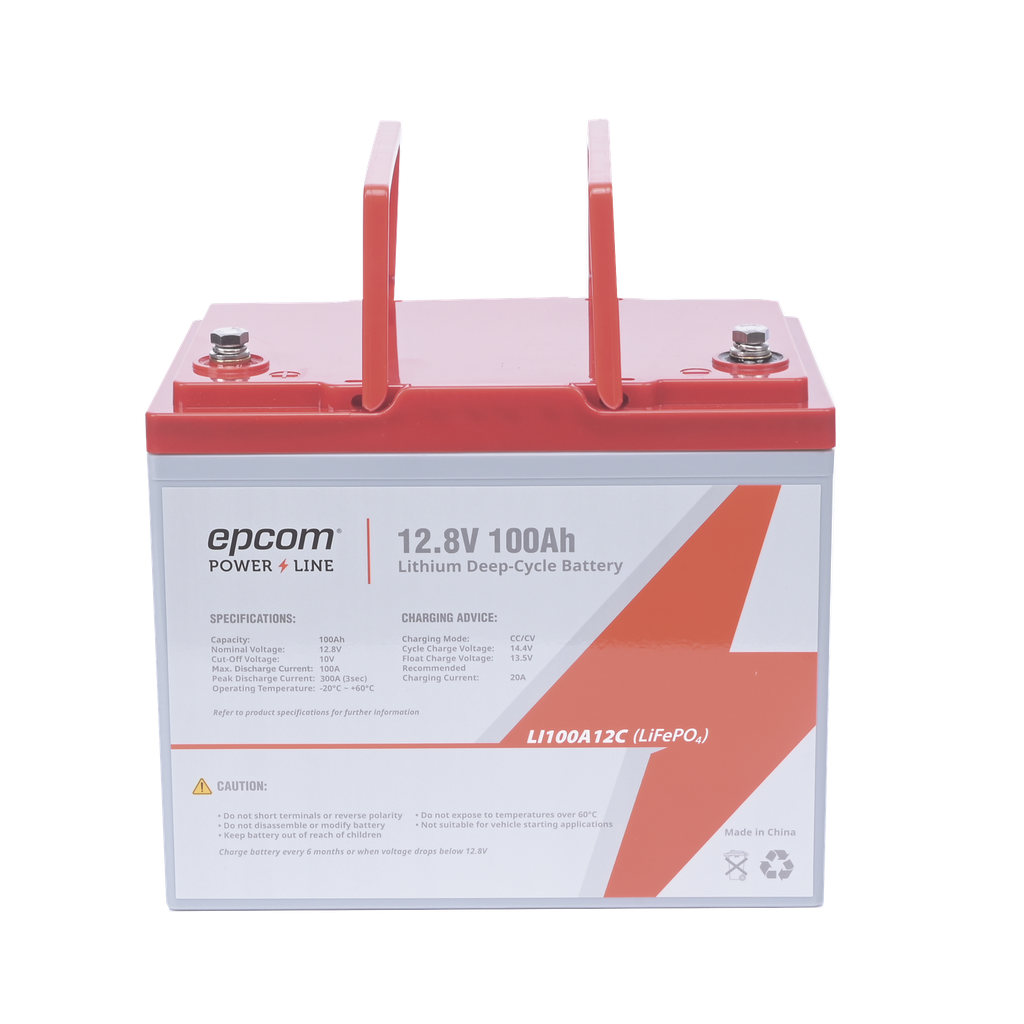 [LI100A12CV] Batería de Litio Ciclo Profundo, 12.8 Vcc 100Ah (LiFePO4 de Celdas Cilíndricas) Válvula de Alivio, Solar, Marina, Máximo 100 A de Descarga