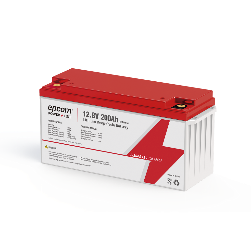[LI200A12CV] Batería de Litio Ciclo Profundo, 12.8 Vcc 200Ah (LiFePO4 de Celdas Cilíndricas) , Solar, Marina, Máximo 200 A de Descarga