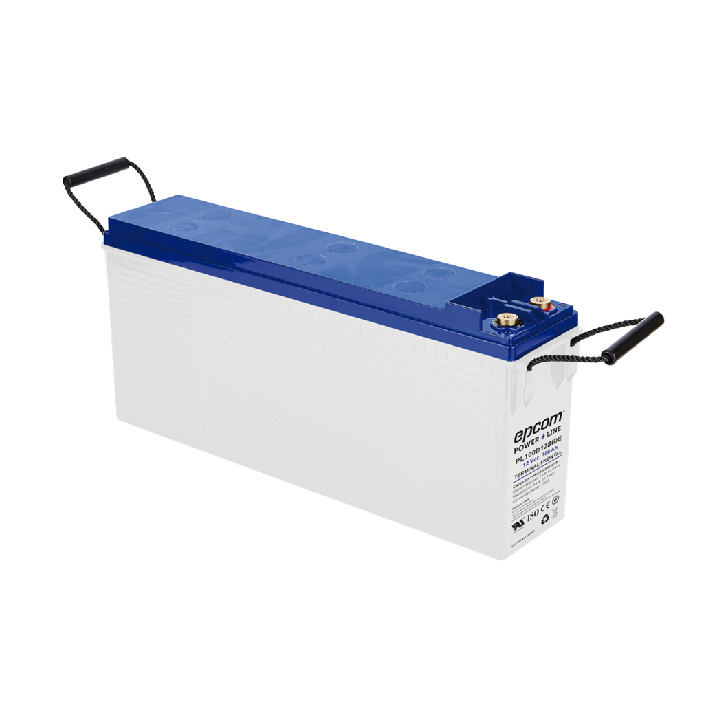 [PL100D12SIDE] Batería Ciclo Profundo 12V, Terminales Laterales , 100 Ah / AGM-VRLA / Uso en Aplicación Fotovoltaica /Terminales Tipo Tornillo T4