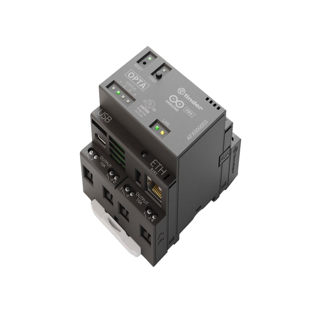 PLC Industrial Arduino Opta / Micro PLC IoT / STM32H747XI Dual-Core / 8 Entradas Analógicas-Digitales / 4 Relés 10A / Ethernet-RS485-WiFi-Bluetooth / IP20 / Certificaciones cULus-ENEC-FCC-CE