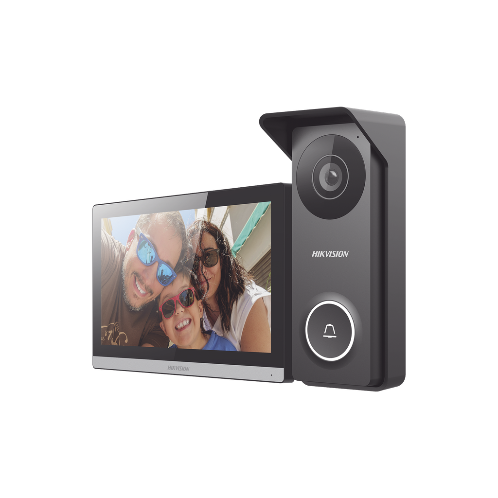 [DS-KIS313-P] Kit de Videoportero Hibrido TurboHD con Pantalla LCD touch de 7 Wi-Fi / Frente de Calle para Exterior Metalico / 720p (1 Megapíxel )117° de Visión (Gran Angular) / Llamada a App Hik-Connect