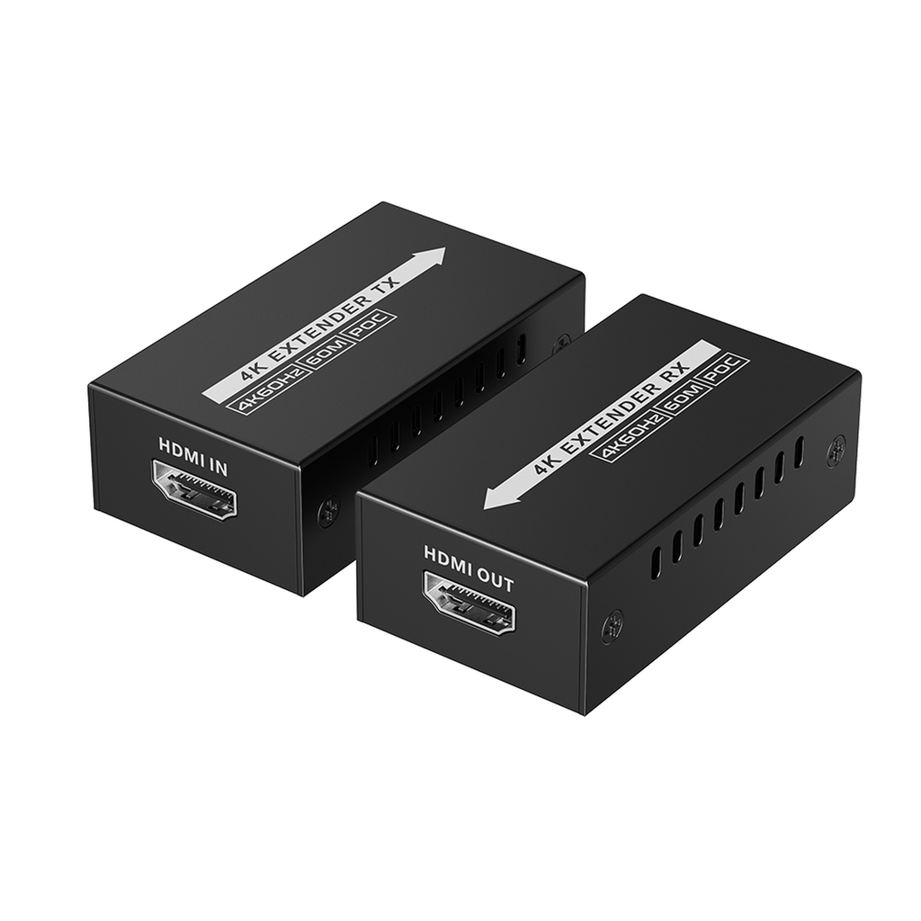 Kit extensor HDMI de tamaño mini | 4K60Hz a  60 metros | Solo requiere alimentación TX |  Sobre CAT6/CAT6A/CAT7 |