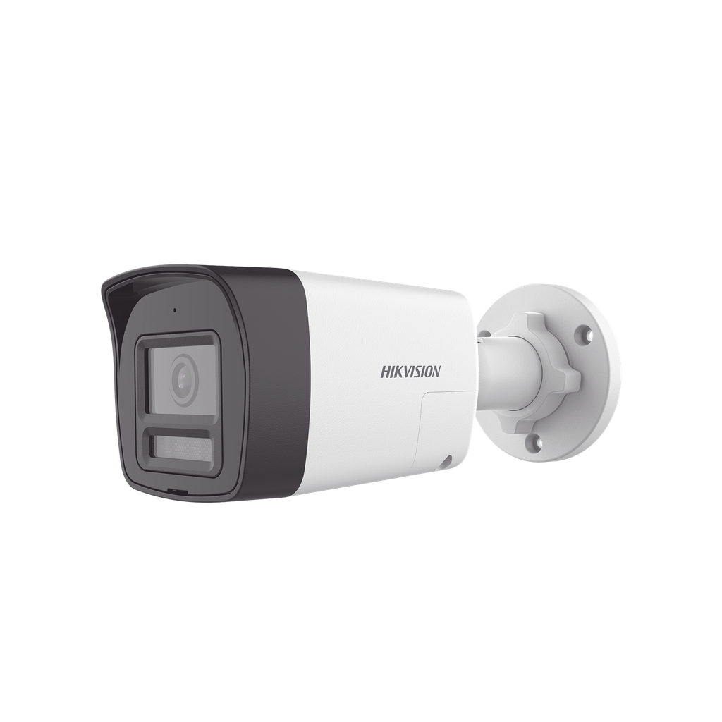 [DS-2CE16K0T-LTS] [Audio Bidireccional + Dual Light + ColorVu] Bala TURBOHD 3K  (5 Megapixel) / Lente 2.8 mm Angulo de vision 112° / 30 mts IR EXIR + 20 mts Luz Blanca / Micrófono y Bocina Integrado / Exterior IP67 / Metal / dWDR