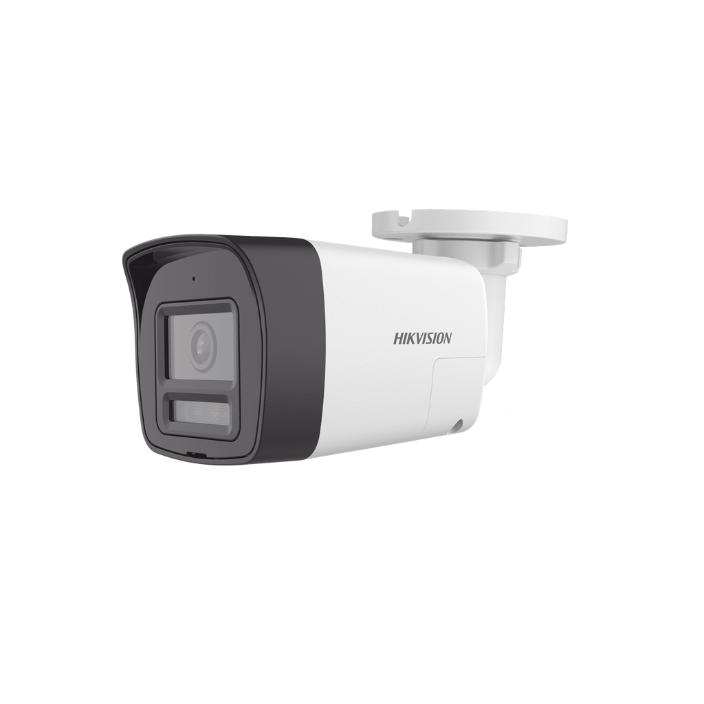 DS-2CE16U0T-LTS [Audio Bidireccional + Dual Light + ColorVu] Bala TURBOHD 4K (8 Megapixel) / Lente 2.8 mm / 30 mts IR EXIR + 20 mts Luz Blanca / Micrófono y Bocina Integrado / Exterior IP67 / Metal / dWDR