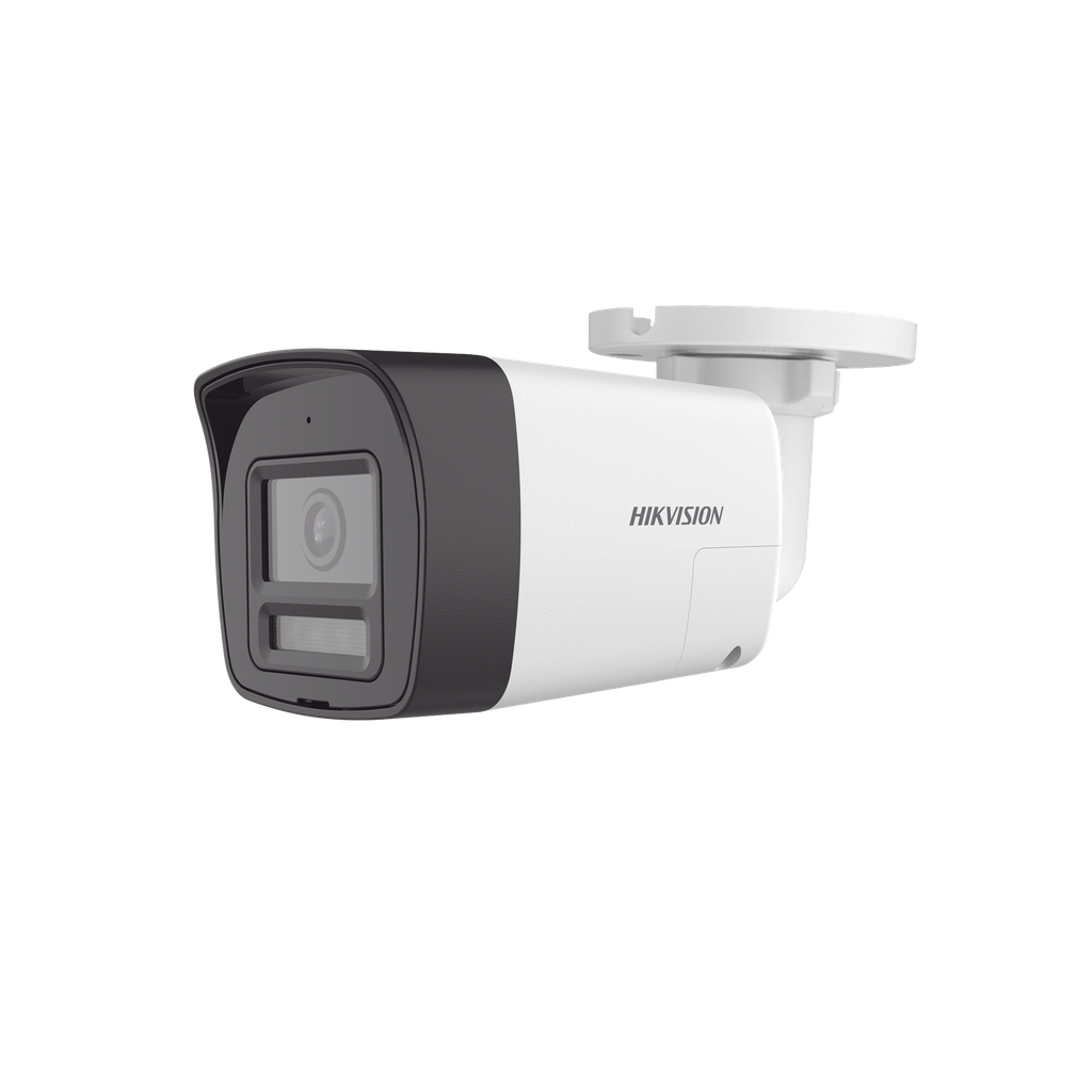DS-2CE16U0T-LXTS [Audio Bidireccional + Sirena & Estrobo + Dual Light + ColorVu] Bala TURBOHD 4K (8 Megapixel) / Lente 2.8 mm / 30 mts IR EXIR + 20 mts Luz Blanca / Micrófono y Bocina Integrado / Exterior IP67 / Metal / dWDR
