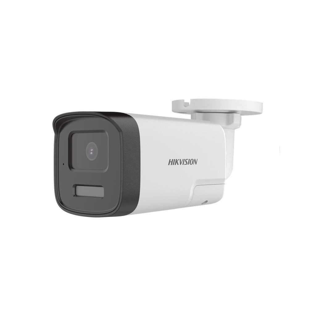 DS-2CE17U0-TLTS [Audio Bidireccional + Dual Light + ColorVu] Bala TURBOHD 4K (8 Megapixel) / Lente 2.8 mm / 40 mts IR EXIR + 40 mts Luz Blanca / Micrófono y Bocina Integrado / Exterior IP67 / Metal / dWDR