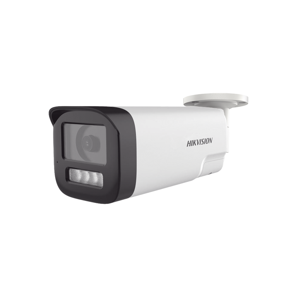 DS-2CE19U0T-LTS [Audio Bidireccional + Dual Light + ColorVu] Bala TURBOHD 4K (8 Megapixel) / Lente 3.6 mm / 80 mts IR EXIR + 80 mts Luz Blanca / Micrófono y Bocina Integrado / Exterior IP67 / Metal / dWDR