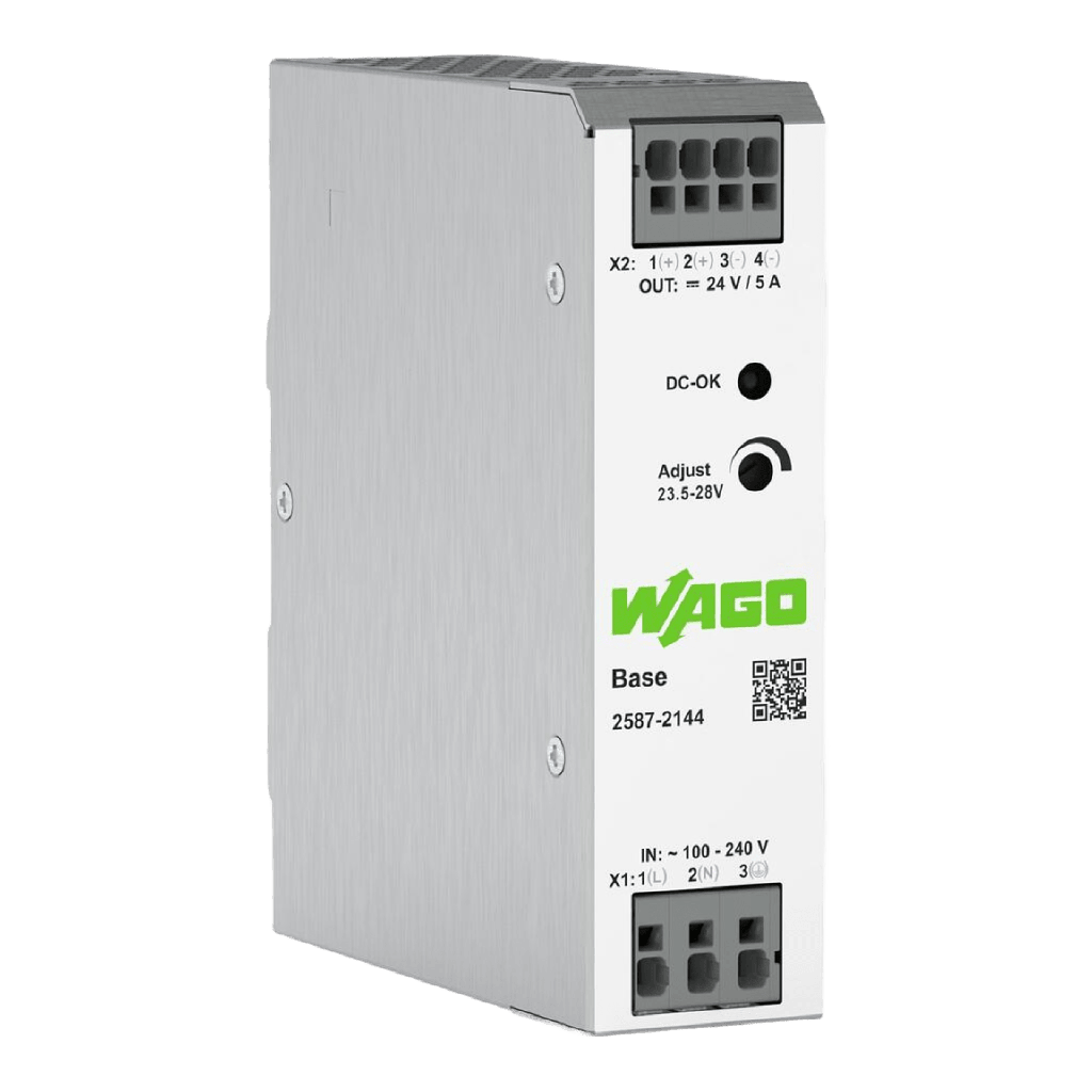 [2587-2144] Fuente de Alimentación BASE / 24V DC 5A 120W / Monofásica 100-240V AC / Push-in CAGE CLAMP® / Sincronización Primaria / Conexión Paralelo y Línea / SELV/PELV / IP20