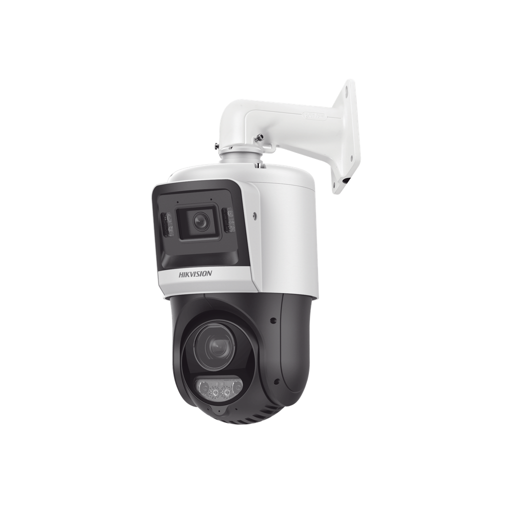 DS-2SE4C425MWG-E/14(F0) [TandemVu] PTZ IP 4 Megapixel + Cámara Fija 4 Megapixel / 25X Zoom / 100 mts IR + 30 mts Luz Blanca / IP67 / ACUSENSE / PoE+ / 2 Micrófonos Integrados y Bocina / Alerta Audible y Luz Estroboscopica / Alarmas I/O / DARKFIGHTER / Micro SD