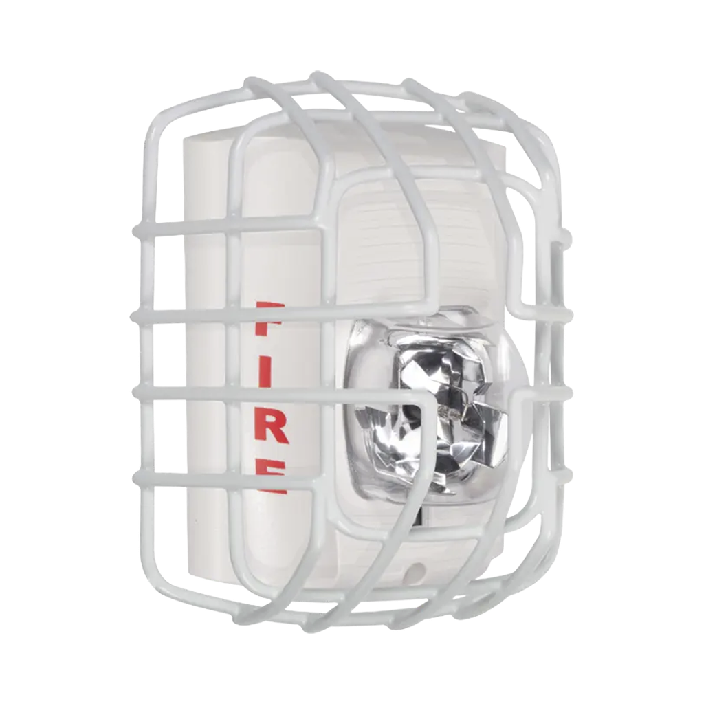 Protector De Rejilla Anti Vandalismo Y Golpes Accidentales, Color Blanco, Para Sirenas/Estrobos/Bocinas System Sensor, Montaje a Ras, 7.40Altox6.15Anchox3.39Profundidad