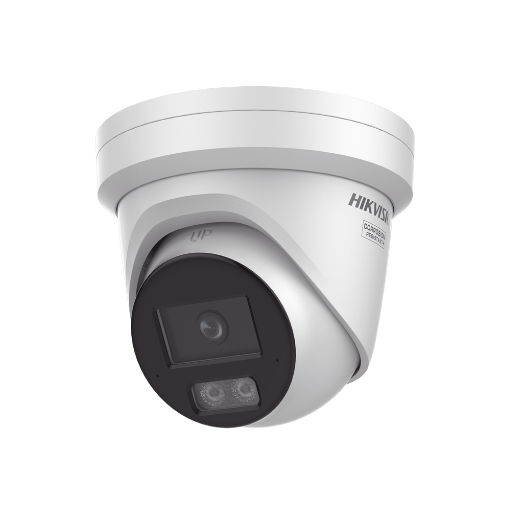 Turret IP 8 Megapixel (4K) / Lente 2.8 mm / Dual Light (40 mts IR + 40 mts Luz Blanca) / DARKFIGHTER S / Exterior IP67 / Microfono Integrado / WDR 130 dB / 4 Analíticos: AcuSense, Deteccion Facial, Conteo de Personas por Cruce y Zona