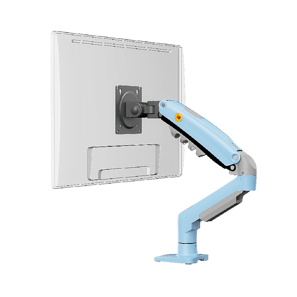 [F80NBB] Brazo Ajustable para Monitor Ergonómico / Compatible con Monitores de 17 - 30 / Capacidad de Peso hasta 9 kg / Rotación 360° / Inclinación +85° a -30° / Giro 180° / Ajuste de Resorte de Gas / Color Azul
