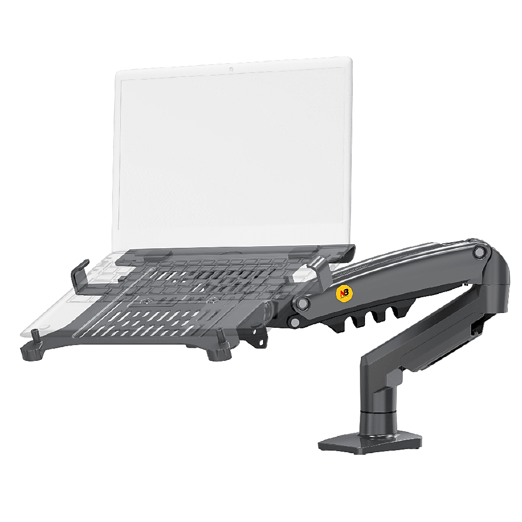 [F80FPNB] Soporte para Monitor o Laptop con Resorte de Gas / Compatibilidad de 17 a 30 pulgadas en Monitores y 10 a 17 pulgadas en Laptops / Ajuste Flexibles / Compatible con VESA 100x75 / Capacidad de Carga de 9 kg / Estructura Robusta