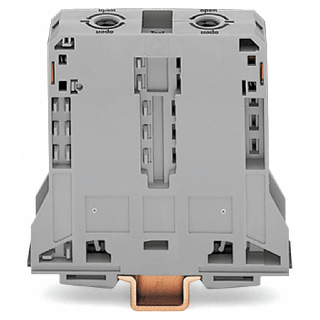 Borna de Paso para Corrientes Elevadas, 95 mm², POWER CAGE CLAMP, 2 Puntos de Conexión, 232 A, 1000 V, Montaje Carril DIN 35x15, Gris