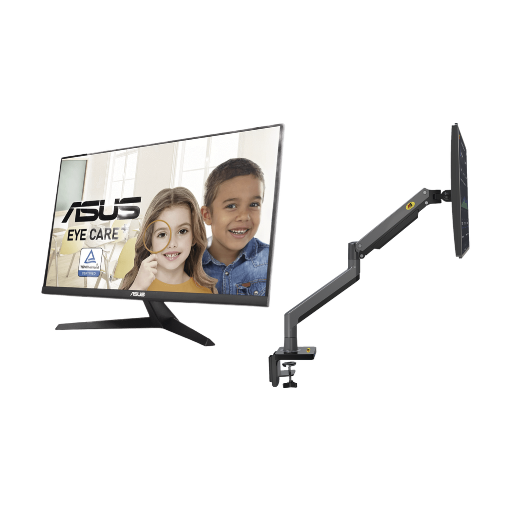 Kit de Montaje de Escritorio Articulado + Monitor Profesional Ultra Delgado 27? Full HD