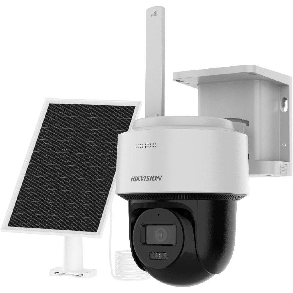 [DS-2CFSP4/4G/LA] DS-2CFSP4/4G/LA Kit Solar IP All in One / AOV / PT IP 4 Megapixel / Lente 2.8 mm / Panel Solar + Batería de Respaldo de Litio (9000 mAh) / Conexión 4G / Audio de Dos Vías / Dual Light / IP66 / Micro SD