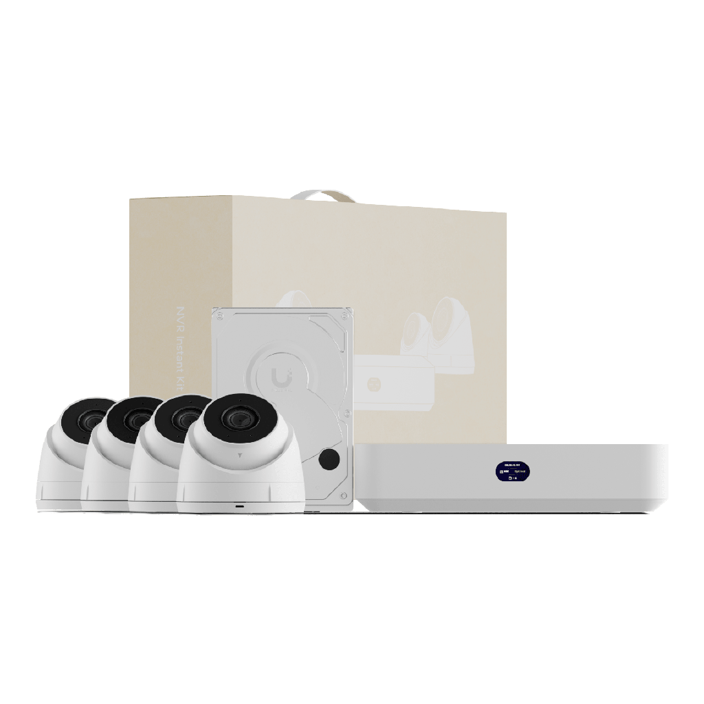 UniFi Protect UNVR Instant Kit ? Solución Todo en Uno con NVR Instant, 4 Cámaras G5 Turret Ultra y Disco Duro de 1 TB para una Configuración Rápida y Sencilla