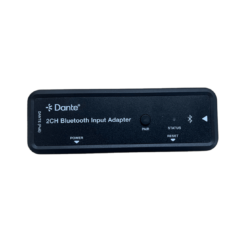 Extensor de Audio Dante® 2CH Bluetooth Input Adapter | Entrada Bluetooth 2 Canales | Salida Dante® Digital | Latencia Configurable 1-5 ms | Compatible HDMI 1.4 | HDCP 1.4 | PoE IEEE802.3af | Distancia de Transmisión 100 m