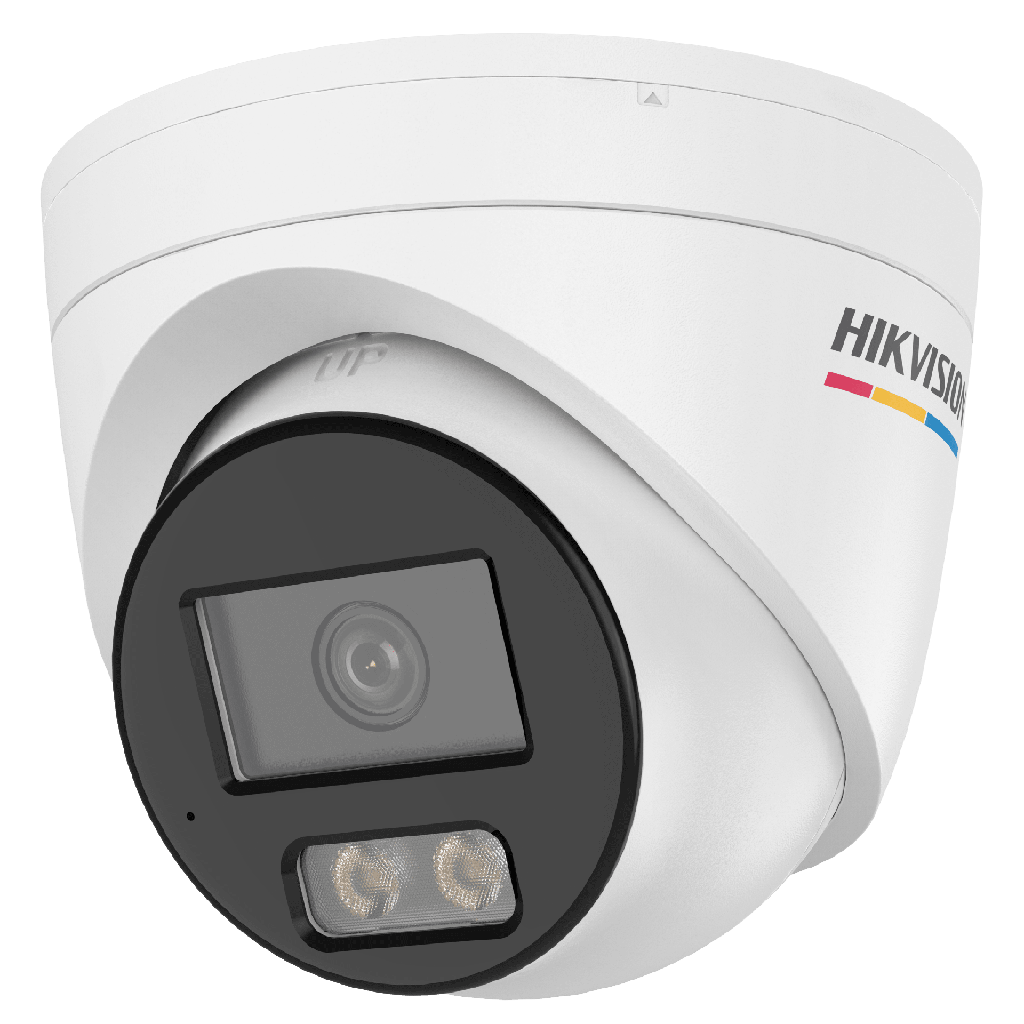 DS-2CD1347G3H-LIUF [Dual Light + ColorVu] Turret IP 4 Megapixel / Lente 2.8 mm / 30 mts IR + 30 mts Luz Blanca / Micrófono Integrado / ACUSENSE Lite / Exterior IP67 / WDR 120 dB / PoE / Micro SD