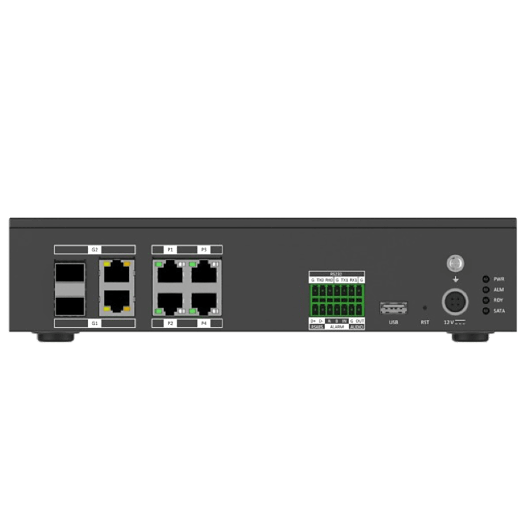 Terminal Server para Tráfico Inteligente / 8 Canales Hasta 20MP / 8TB HDD / 4 Puertos Ethernet 100M + 2 Puertos Gigabit / Exterior IP67 / Protocolos H.264-H.265 / Gestión de Tráfico y Video