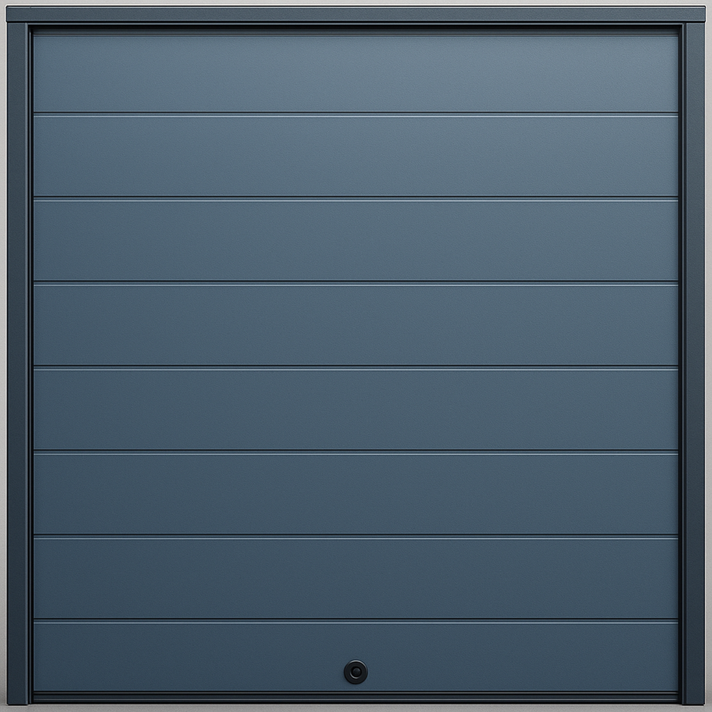 [APDOOR-147L] Puerta D / Garage D / Alta Calidad / Linea Central / Color GRIS / acabdo DELUXE / 14X7 pies / AISLADA / Estilo Americana.