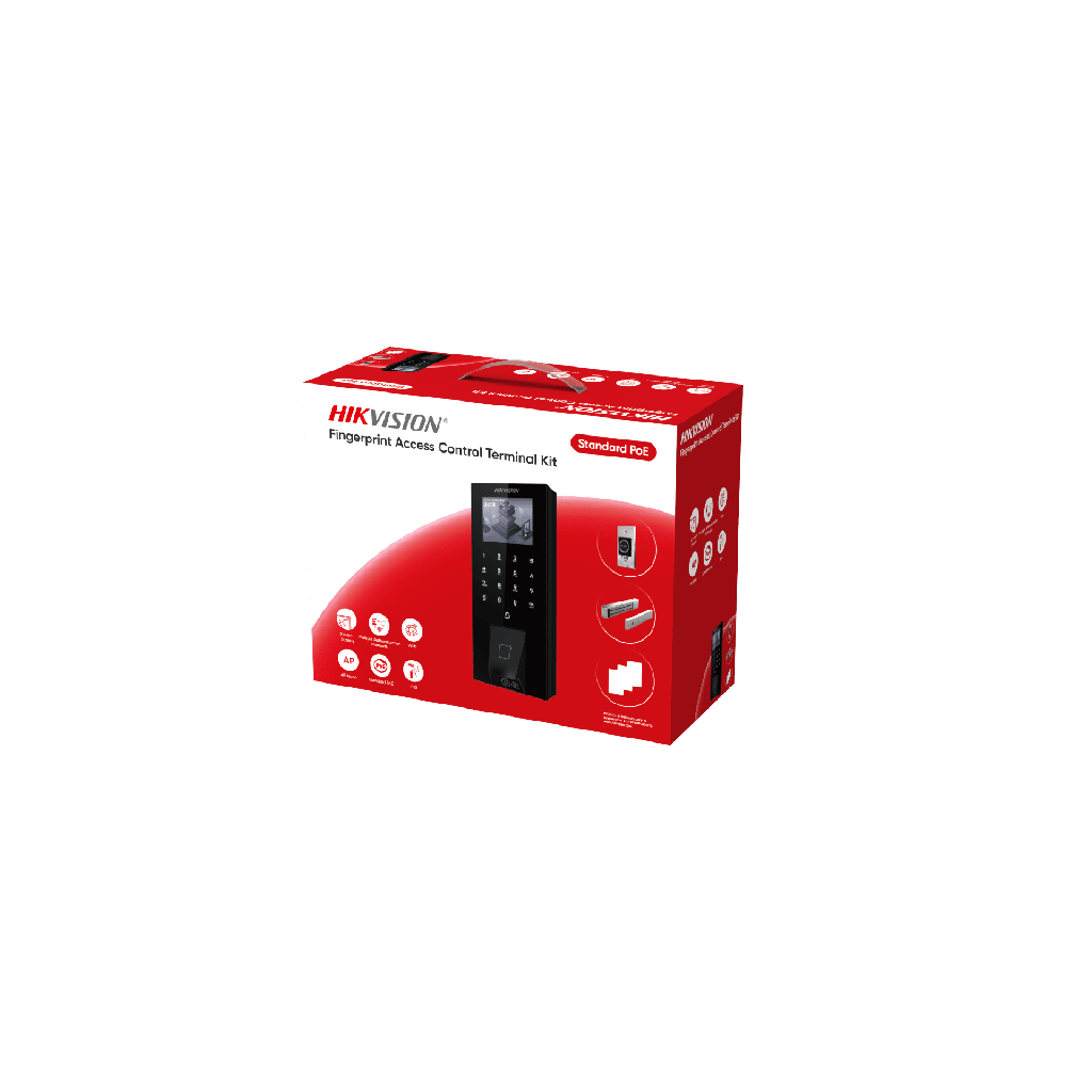 [DS-KAS807] Kit Terminal Control Acceso Biométrico DS-KAS807 / Reconocimiento Facial y Huella Digital / 2.4 LCD / 5000 Huellas + 5000 Tarjetas / IP65 / Wi-Fi + PoE / Cerradura Magnética 272 kg / Botón Touchless