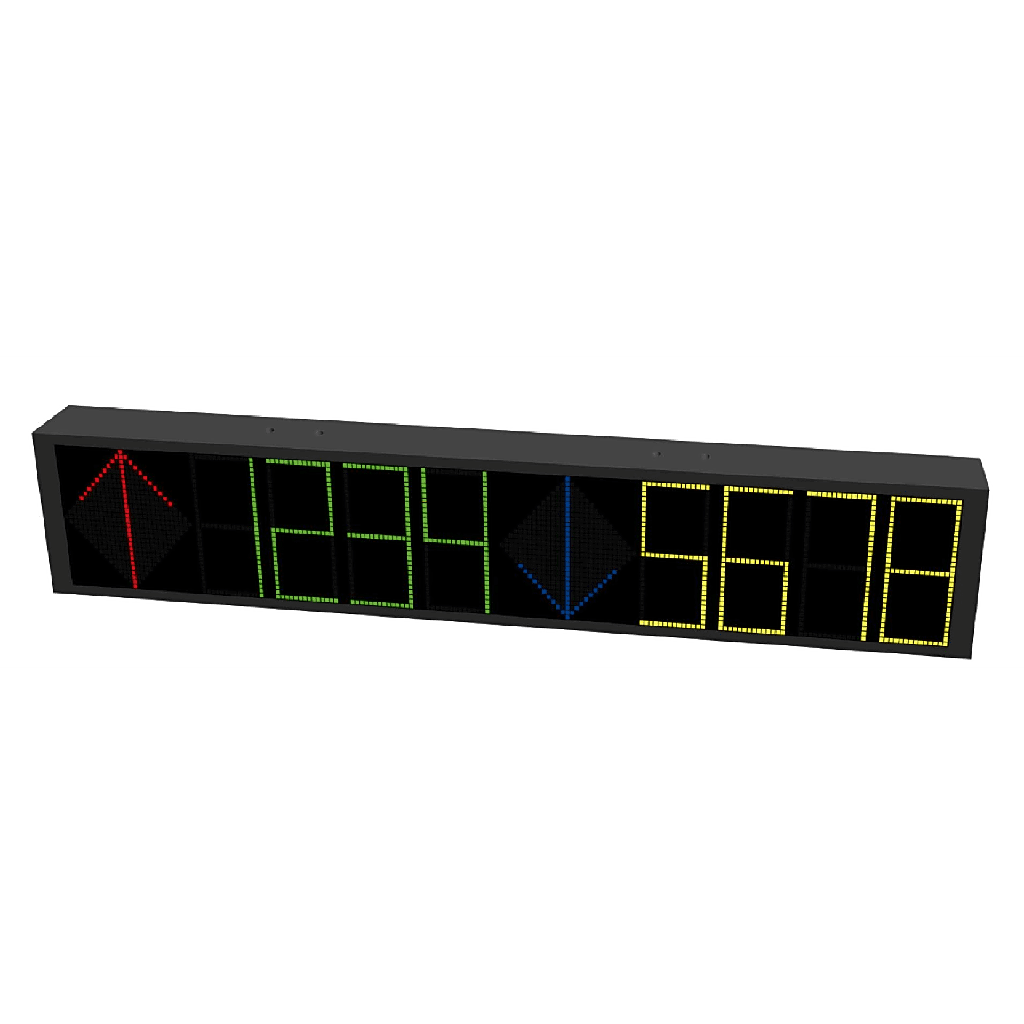 [DS-TVL121-6-5D/4] Pantalla Guía Estacionamiento Interior Doble Vía 4 Dígitos / 7-8 mm Pixel Pitch / 3800 cd/m² Luminancia / 110° Ángulo Visión / RS485 y RJ45 / 7 Colores / Iconos Personalizables / AC 100-240V