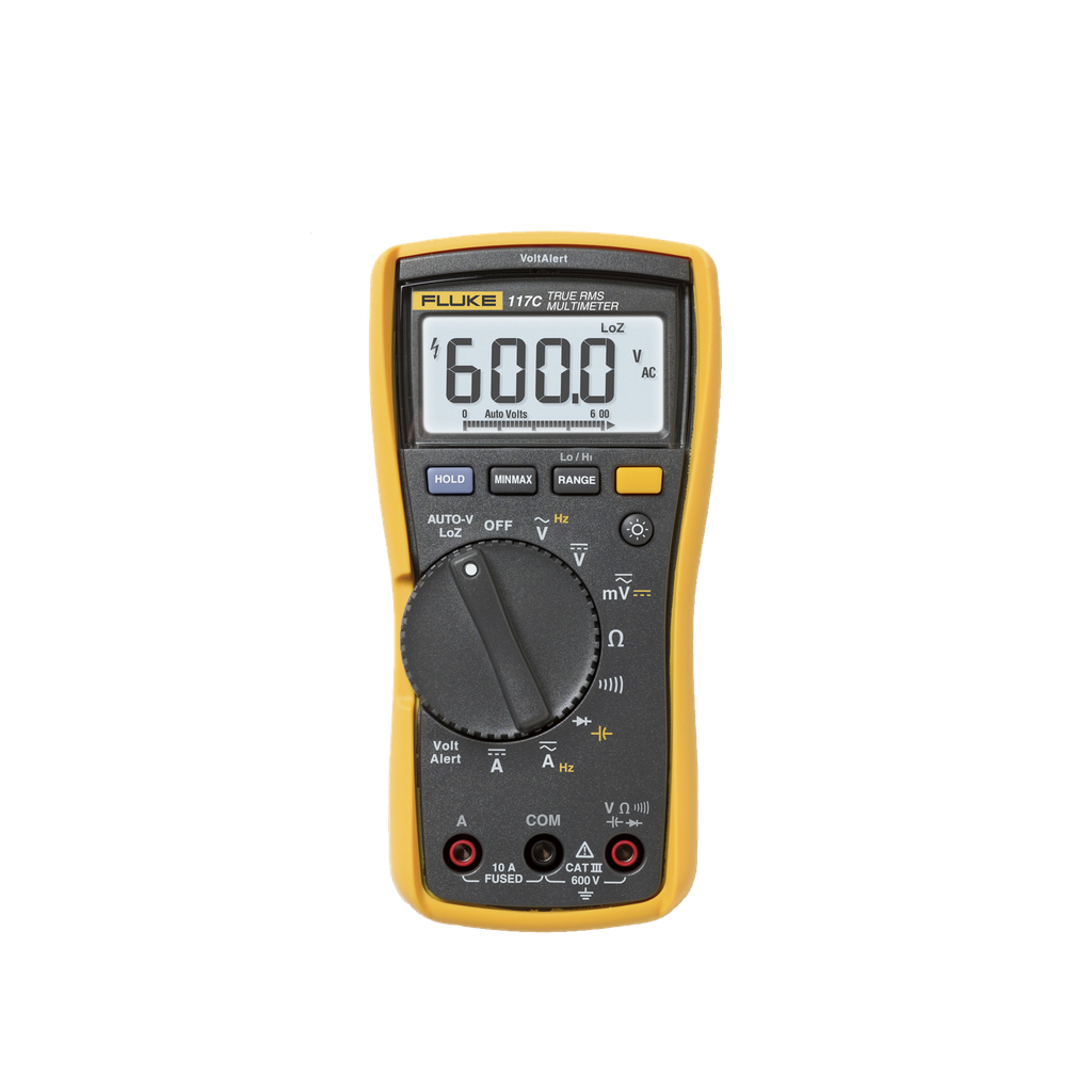 [FLUKE-117] Multímetro Digital para Electricista, con Detector de Voltaje sin Contacto, Uso con Voltaje Máximo de 600 V, Pantalla LED Retroiluminada