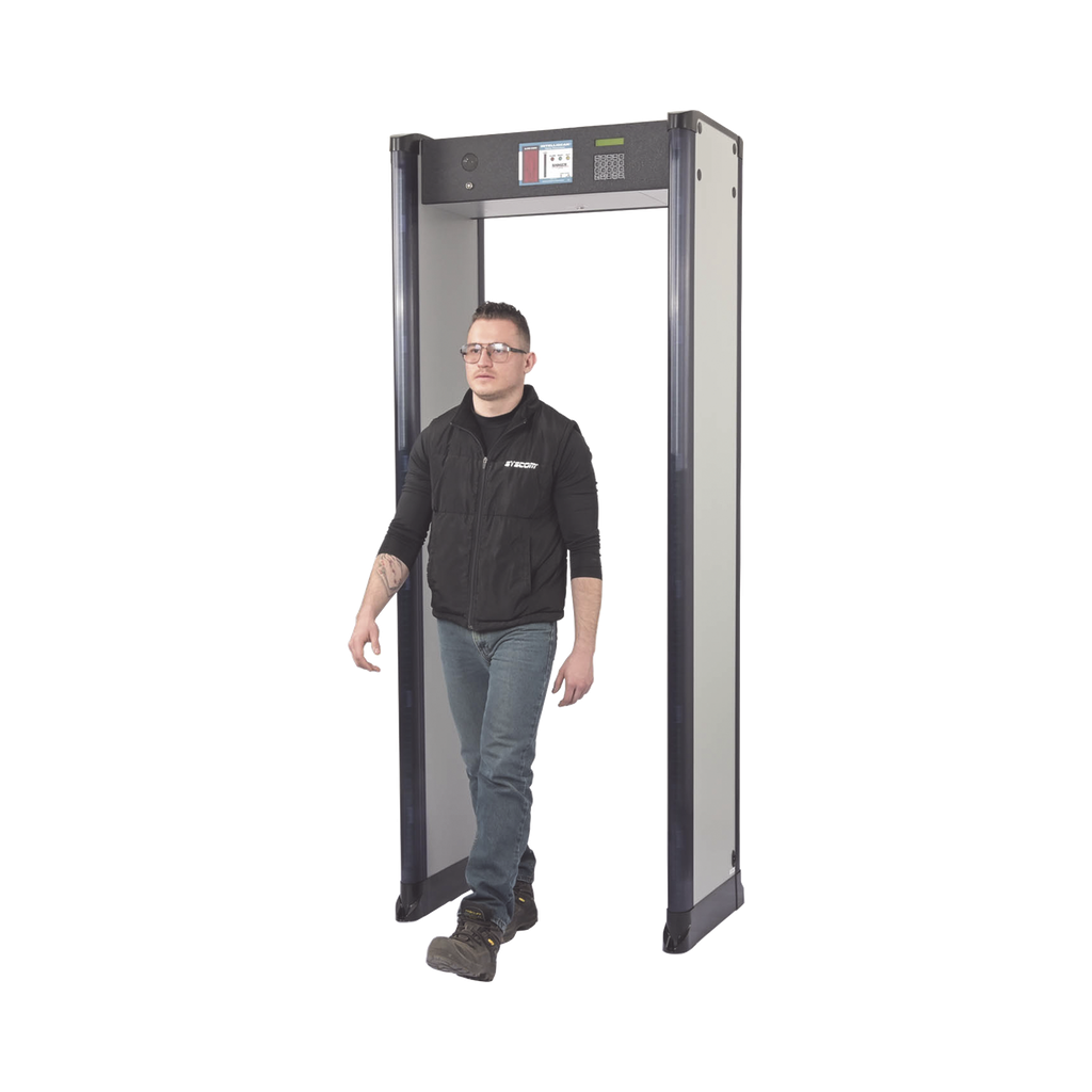 [INTELL-218-ZIR] Arco Detector de Metales de 18 Zonas con Anclaje para Fijarse al Piso. Incluye Sensor IR para evitar falsas Alarmas / Certificado por la Administración Federal de Aviación de EE. UU. (FAA)