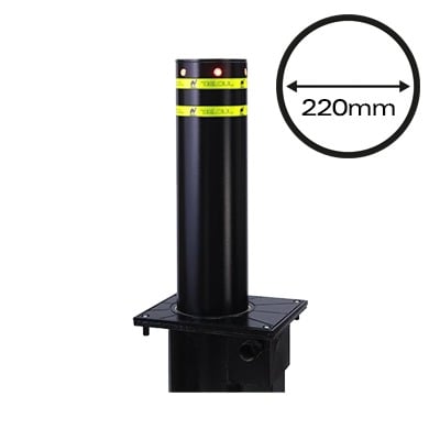 [XB-220-C] Bolardo neumático, alta velocidad, 100% acero + pintura negra exterior, 220 mm diametro