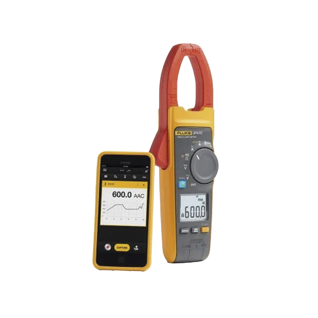 [FLUKE-374FC] Amperímetro de Gancho 600A Trms CA/CC con FC. Medición con Puntas de Prueba de Tensión CA/CC, Capacitancia, Continuidad y Resistencia