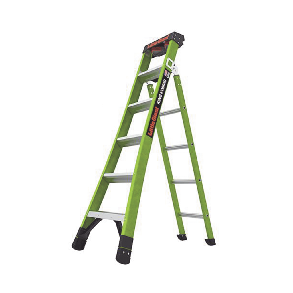 [KING-KOMBO2-6IA-AC] Escalera de Tijera 3 en 1 de 1.8 Metros, Fibra de Vidrio (SKU13906-001). Hecha en E.U.A. (Versión 2.0)