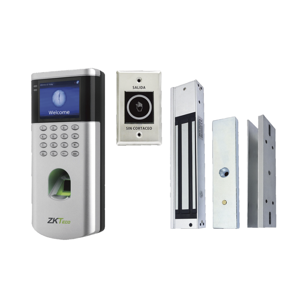 KIT de Control de AccesoLF10/ PUSH / Compatible con ZKBioCVAccess / 1,500 Usuarios / Chapa magnética / Botón de Salida / Tarjeta de proximidad