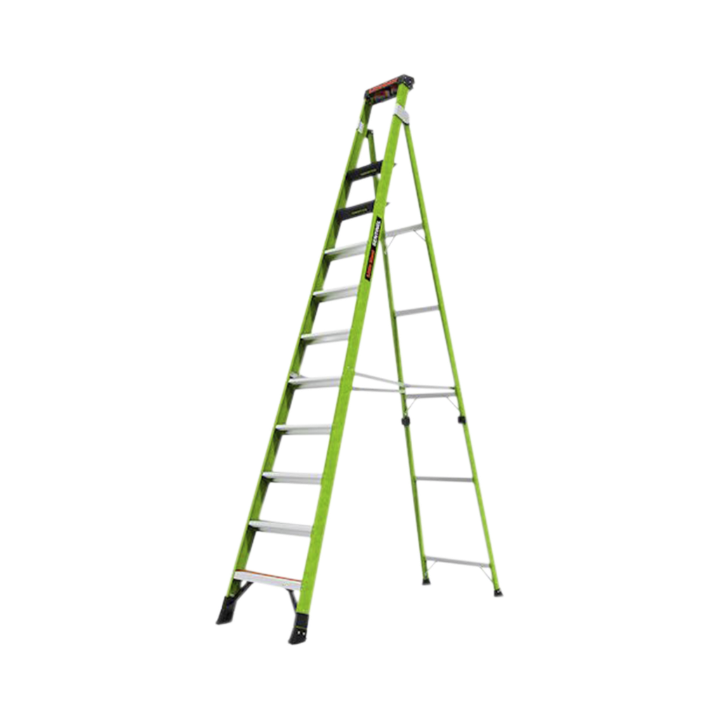 [SENTINEL12] Escalera de 3.65 m Capacidad máxima de 170 Kg, inclinada, de fibra de vidrio con almohadilla de pared giratoria.
